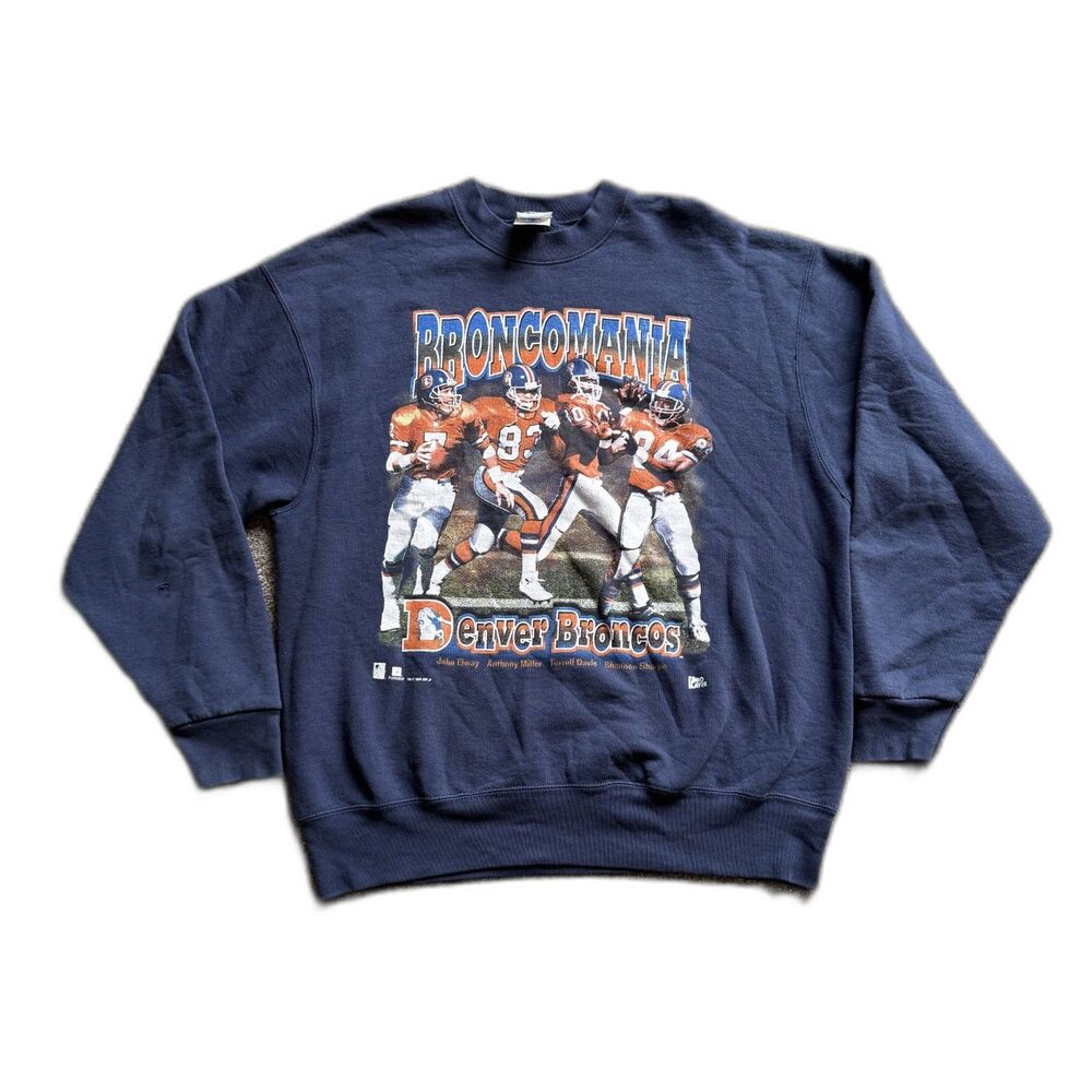 VINTAGE 1996 NFL DENVER BRONCOS BRONCOMANIA GRAPHIC CREWNECK SWEATSHIRT XL USA